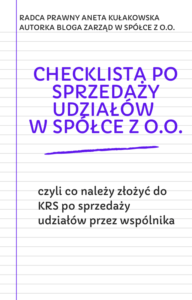 Checklista po sprzedaży udziałów w spółce z o.o.