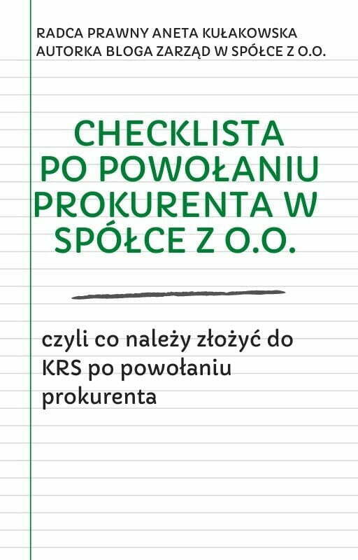 Checklista powołanie prokurenta w spółce z o.o.