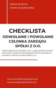 Checklista odwołanie i powołanie członka zarządu w spółce z o.o.